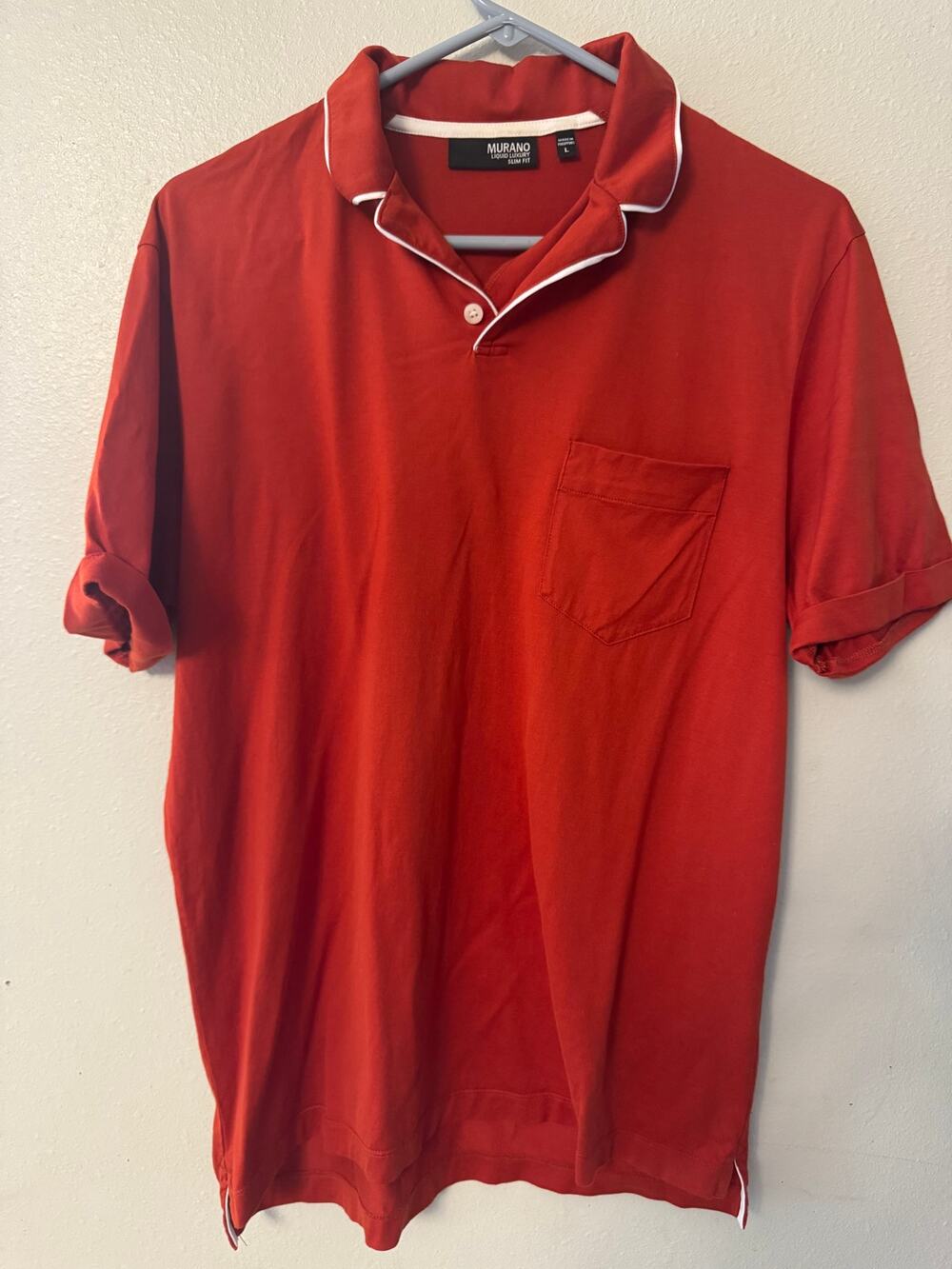 Murano liquid luxury slim fit burnt orange polo men's large